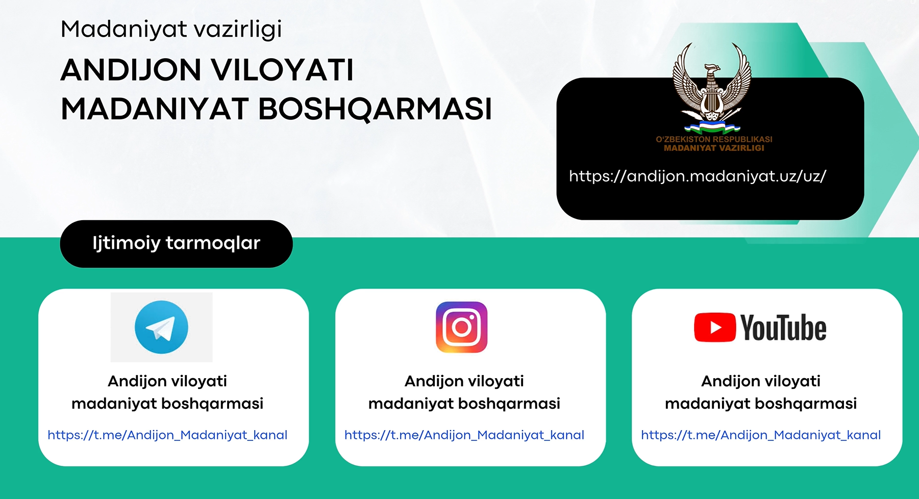 Andijon viloyati Madaniyat boshqarmasi faoliyatining ochiqligi