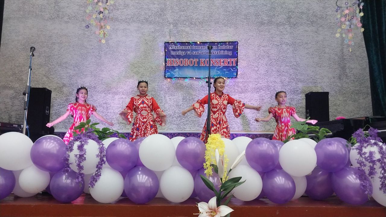 Andijon viloyati madaniyat boshqarmasi tasarrufidagi Marhamat tumani 5-sonli bolalar musiqa va san’at maktabida 2024-2025-o‘quv yili uchun sarhisob hisobot konserti dasturi bo‘lib o‘tdi.